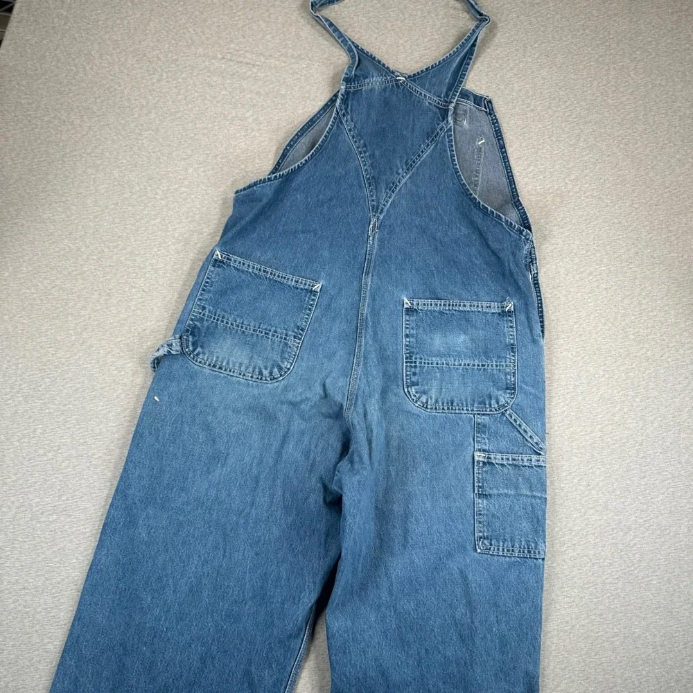 VTG Carhartt R07DST Denim Bib Overalls Mens 36x32 Blue Made in USA Distressed
